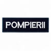 Emblema spate - POMPIERII - brodata pe suport negru cu contur bleumarin si text alb - aplicare termica - 20x5 cm